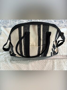 Universal Thread Black and Cream Striped Tote